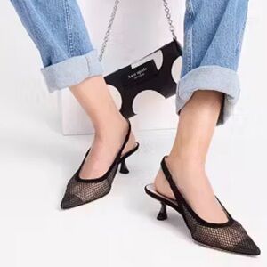 Kate Spade Black Mesh Slingback Heels